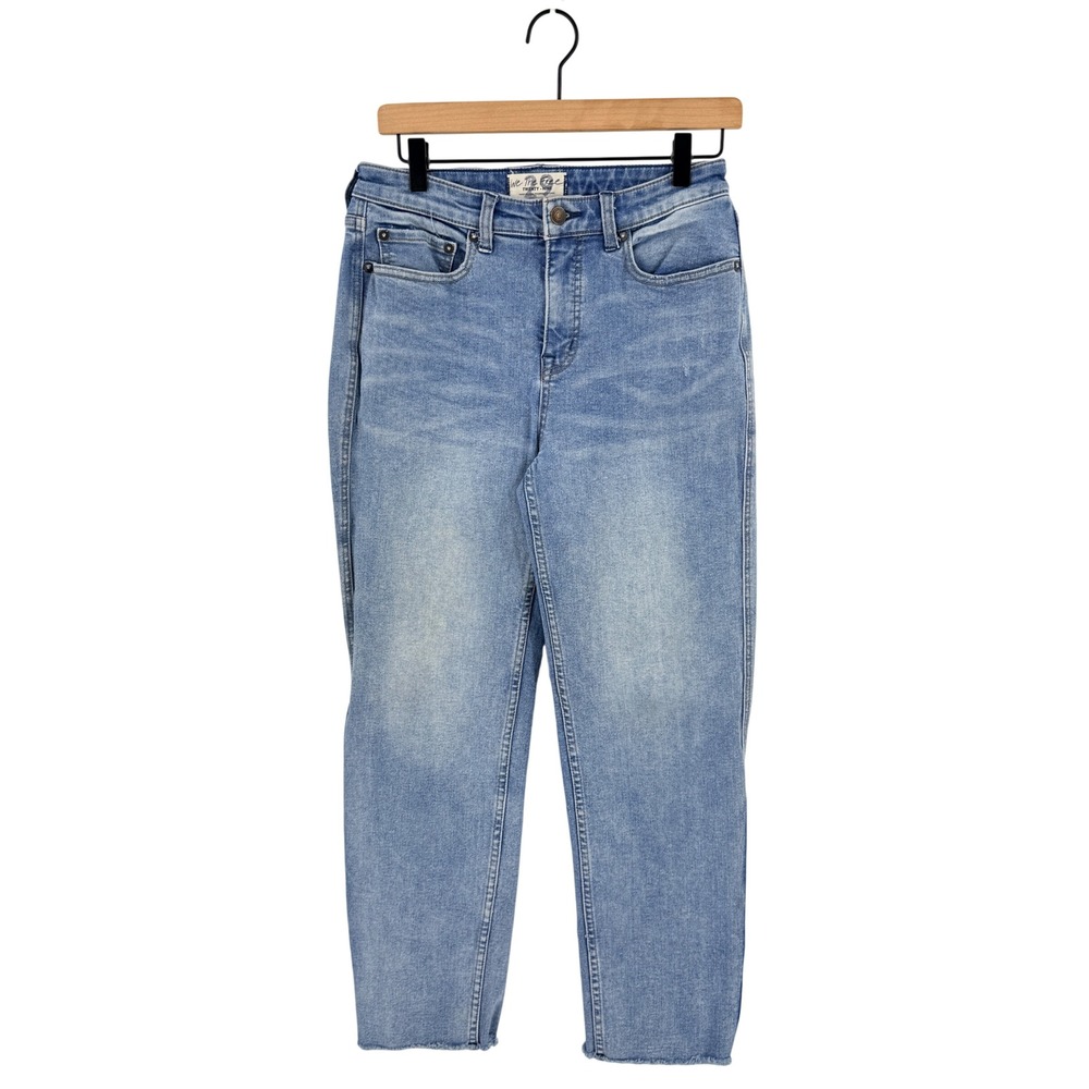We The Free Free People Jeans Blue 29 High Rise Straight Raw Hem Boho Everyday